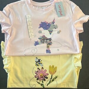 Cat & Jack Kids' Pink and Yellow Sequin Tees